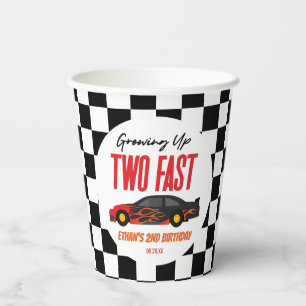 Gobelets En Papier Deux Fast Red Flame Race Car 2e fête d'anniversair