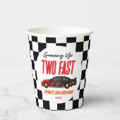 Gobelets En Papier Deux Fast Red Flame Race Car 2e fête d'anniversair (Recto)