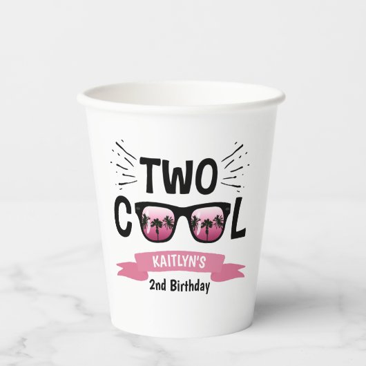 Gobelets En Papier Deux filles Cool 2e anniversaire (Recto)