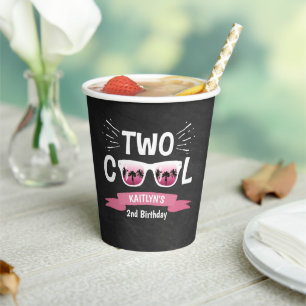 Gobelets En Papier Deux filles Cool Chalkboard 2e anniversaire