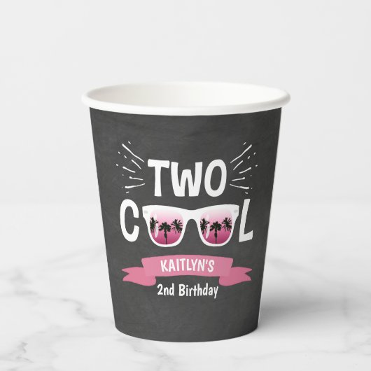 Gobelets En Papier Deux filles Cool Chalkboard 2e anniversaire (Verso)