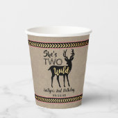 Gobelets En Papier Deux Filles sauvages Cerf de bois 2e anniversaire (Recto)