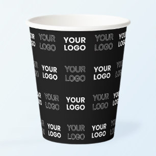 Gobelets En Papier Deux logos ou images Motif répétitif