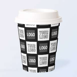 Gobelets En Papier Deux logos ou images Motif répétitif