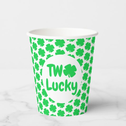 Gobelets En Papier Deux Lucky St Patrick's Day 2e anniversaire (Recto)