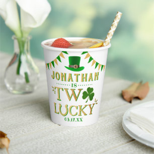 Gobelets En Papier Deux Lucky St. Patrick's Day 2e anniversaire