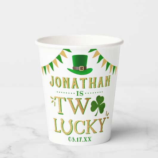 Gobelets En Papier Deux Lucky St. Patrick's Day 2e anniversaire (Verso)