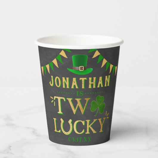 Gobelets En Papier Deux Lucky St. Patrick's Day 2e anniversaire (Verso)