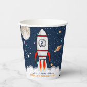 Gobelets En Papier Deux lune Rocket Ship 2e anniversaire (Recto)