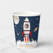 Gobelets En Papier Deux lune Rocket Ship 2e anniversaire Photo (Verso)