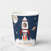 Gobelets En Papier Deux lune Rocket Ship 2e anniversaire Photo (Recto)
