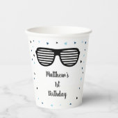 Gobelets En Papier Deux Lunettes de soleil Cool garçon Anniversaire (Recto)