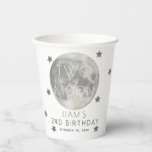 Gobelets En Papier Deux Moon Navy Silver Boy 2e anniversaire (Recto)