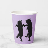 Gobelets En Papier Deux ours noirs en silhouette Danse sur violet (Verso)
