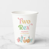 Gobelets En Papier Deux Rex Dinosaur 2ème fête d'anniversaire (Verso)