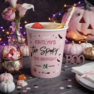 Gobelets En Papier Deux Spooky! Fête d'anniversaire d'Halloween pour 