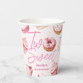 Gobelets En Papier DEUX Sweet 2e Anniversaire Filles Papier Donut Ros (Verso)