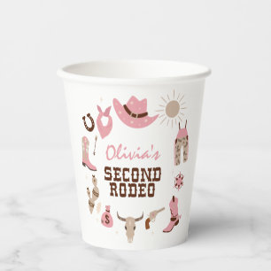 Gobelets En Papier Deuxième Rodéo Rose Cow-boy Occidental 2ème Annive