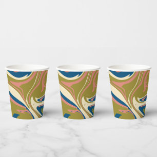 Gobelets En Papier Déversement - Bleu, Vert olive, Rose et Crème