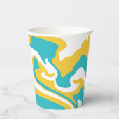 Gobelets En Papier Déversement - Turquoise et Jaune (Verso)