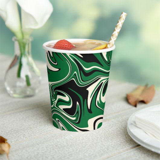 Gobelets En Papier Déversement - vert, crème et noir (Insitu)