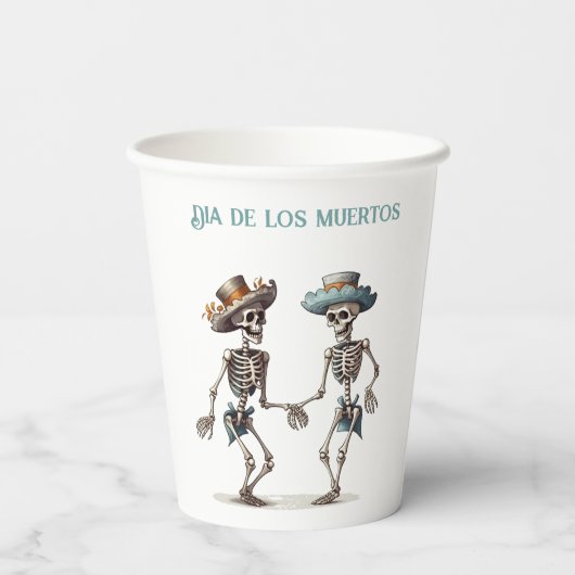 Gobelets En Papier Dia de los Muertos dansant squelettes personnalisa (Verso)