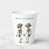 Gobelets En Papier Dia de los Muertos dansant squelettes personnalisa (Recto)