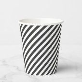 Gobelets En Papier Diagonal black and white stripes  pattern (Gauche)