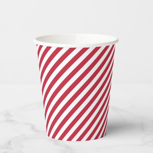 Gobelets En Papier Diagonal red and white stripes pattern (Gauche)