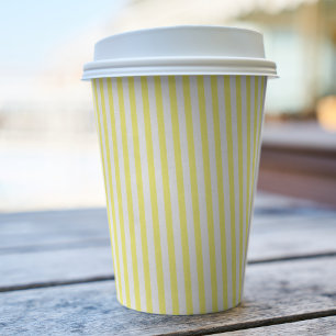 Gobelets En Papier Diagonale amusante, jaune et blanche