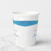 Gobelets En Papier Diamante Snowflake & Blue Ribbon Mariage d'hiver (Droite)