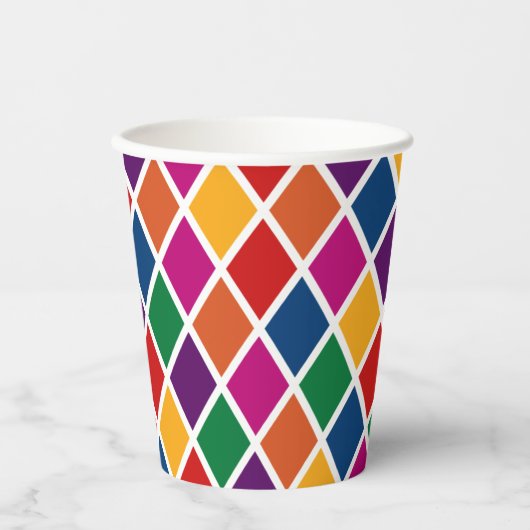Gobelets En Papier Diamond Harlequin Motif coupe petit papier (Recto)