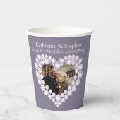 Gobelets En Papier Diamond mariage anniversaire 60e photo gris (Recto)