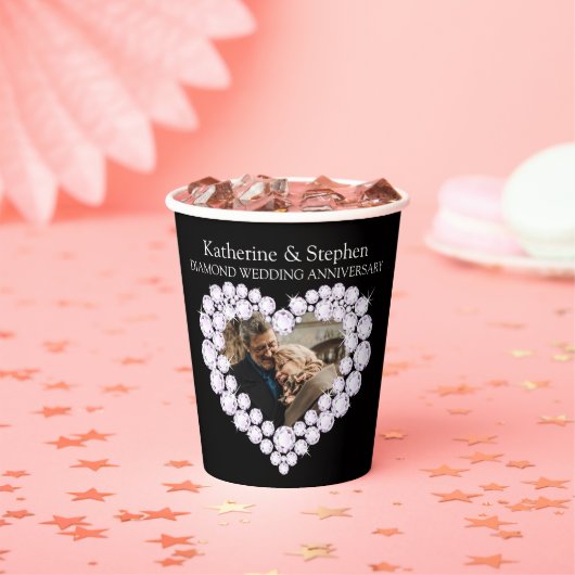 Gobelets En Papier Diamond mariage anniversaire 60ème photo noir (Insitu)