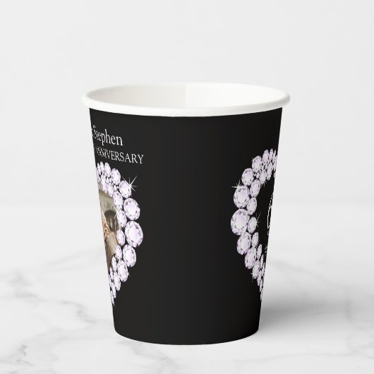 Gobelets En Papier Diamond mariage anniversaire 60ème photo noir (Gauche)