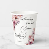 Gobelets En Papier Dimanche Brunch Dusty Boho rose Mariage Floral (Recto)