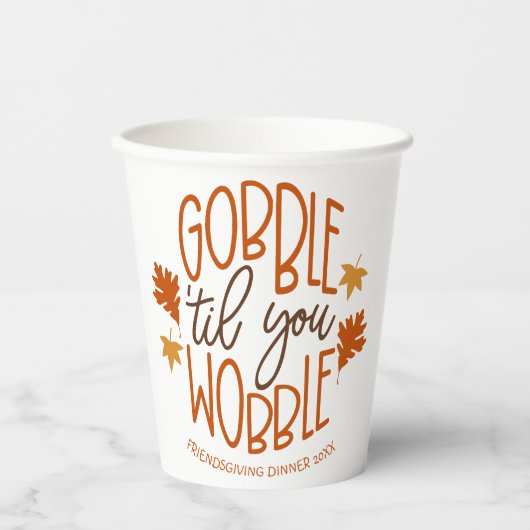 Gobelets En Papier Dîner Amical Gobble Til You Wobble (Recto)