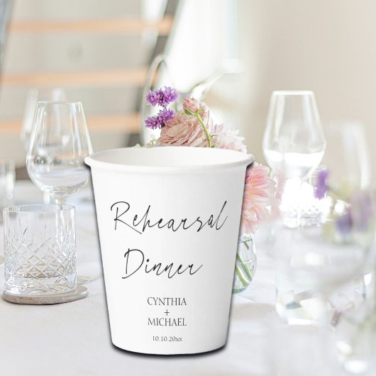 Gobelets En Papier Dîner de répétition de mariage à script simple