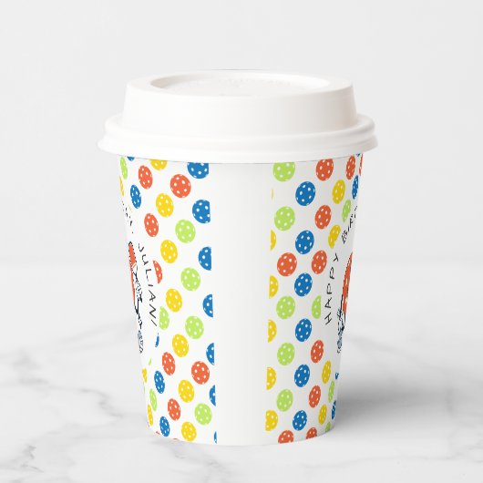 Gobelets En Papier Dink Pickleball Party Sports Cartoon Mascotte Padd (Gauche)