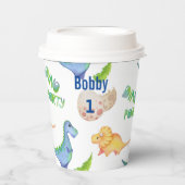 Gobelets En Papier Dino Party Cute Dinosaur Anniversaire Nom du garço (Recto)