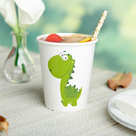 Gobelets En Papier Dino Vert Sourire