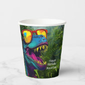 Gobelets En Papier Dinosaur Bleu Joyeux Anniversaire (Recto)