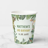 Gobelets En Papier Dinosaur Boy 3e fête d'anniversaire (Recto)