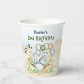 Gobelets En Papier Dinosaur Boy Pastel Blue Green Anniversaire (Recto)
