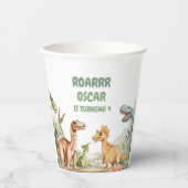 Gobelets En Papier Dinosaur en ruines fête d'anniversaire (Recto)