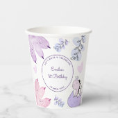 Gobelets En Papier Dinosaur fête d'anniversaire rose pourpre (Recto)