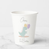 Gobelets En Papier Dinosaur Fille rose bleu Lilac fête d'anniversaire (Recto)