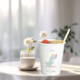 Gobelets En Papier Dinosaur Fille rose bleu Lilac fête d'anniversaire