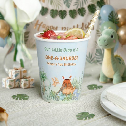 Gobelets En Papier Dinosaur One-A-Saurus 1st Birthday