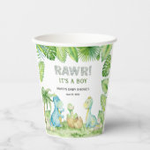Gobelets En Papier Dinosaur Rawr C'est un Baby shower garçon (Recto)